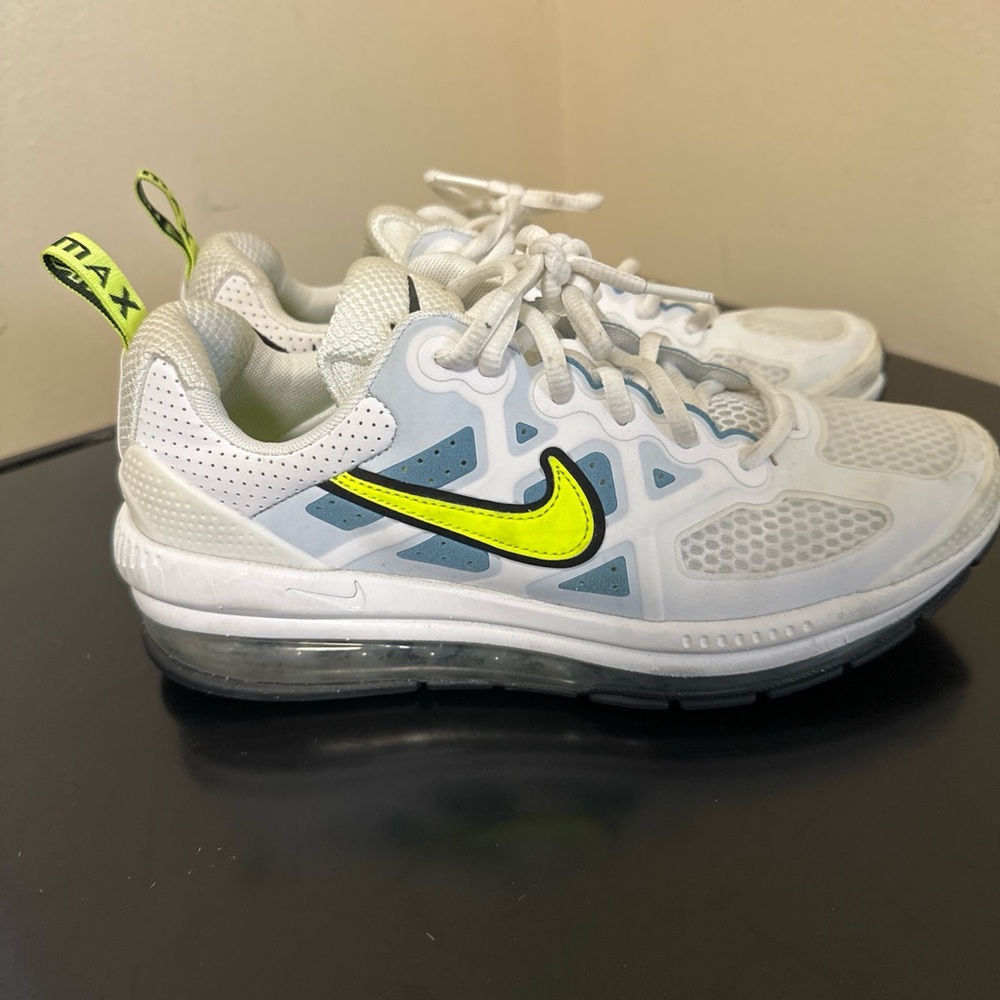 Nike Kids White and Neon Yellow Air Max Sneakers